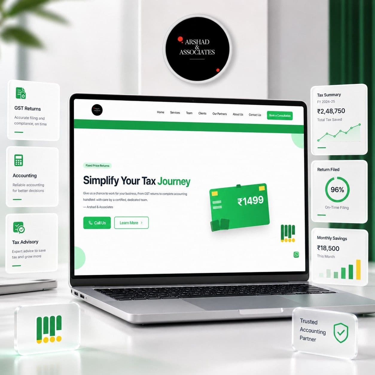 Arshad & Associates professional services website with client portal